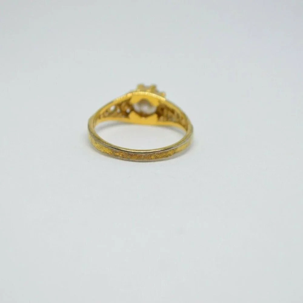 Lind Clear Glass Rhinestone Solitaire Filigree 14k